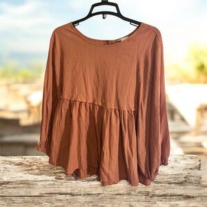 Cato XL Women's Terracotta Peplum Blouse